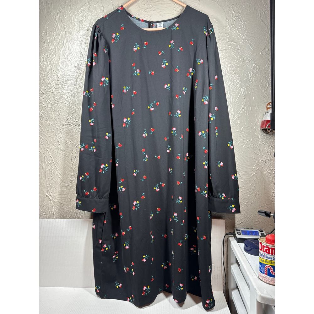 NWT Old Navy Dress Floral Shift Long Sleeve Womens Spring Flowers Print Sz XXLT